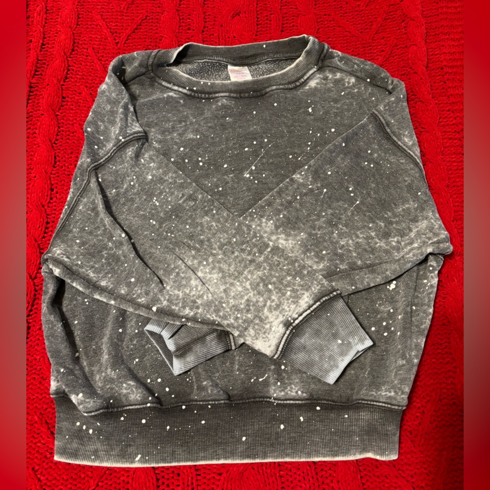 No Boundaries Grey Paint-splatter Women’s Sweatshirt | Size Small